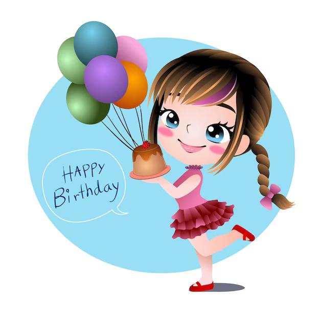 Birthday Greeting Celebrate Cute Character Cartoon Model