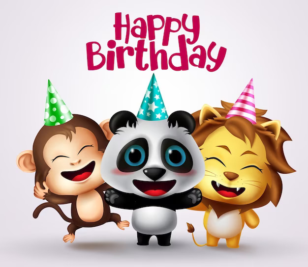 Happy Birthday Animal Party With Animals Friends