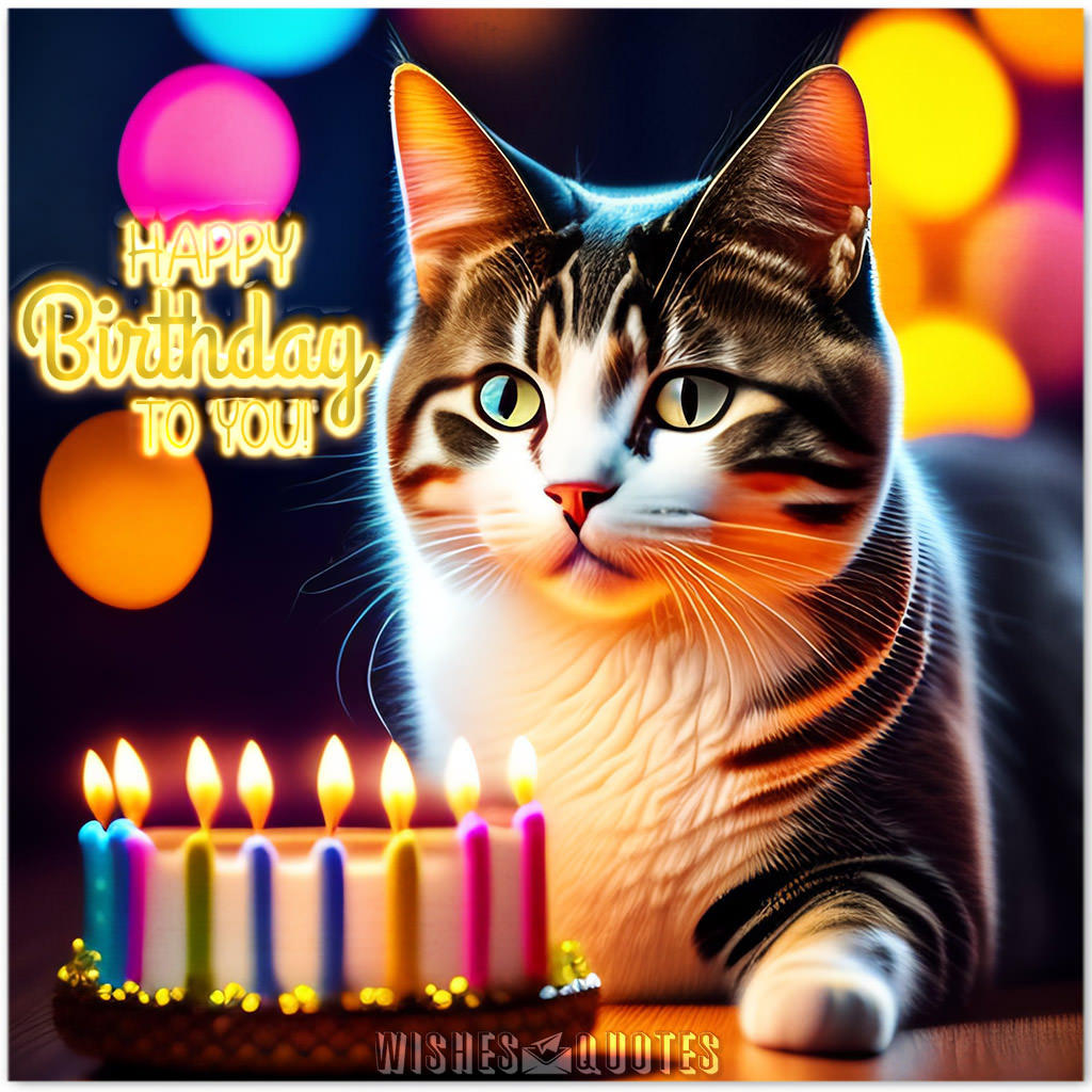 Happy Birthday For Beautiful Cat Photo