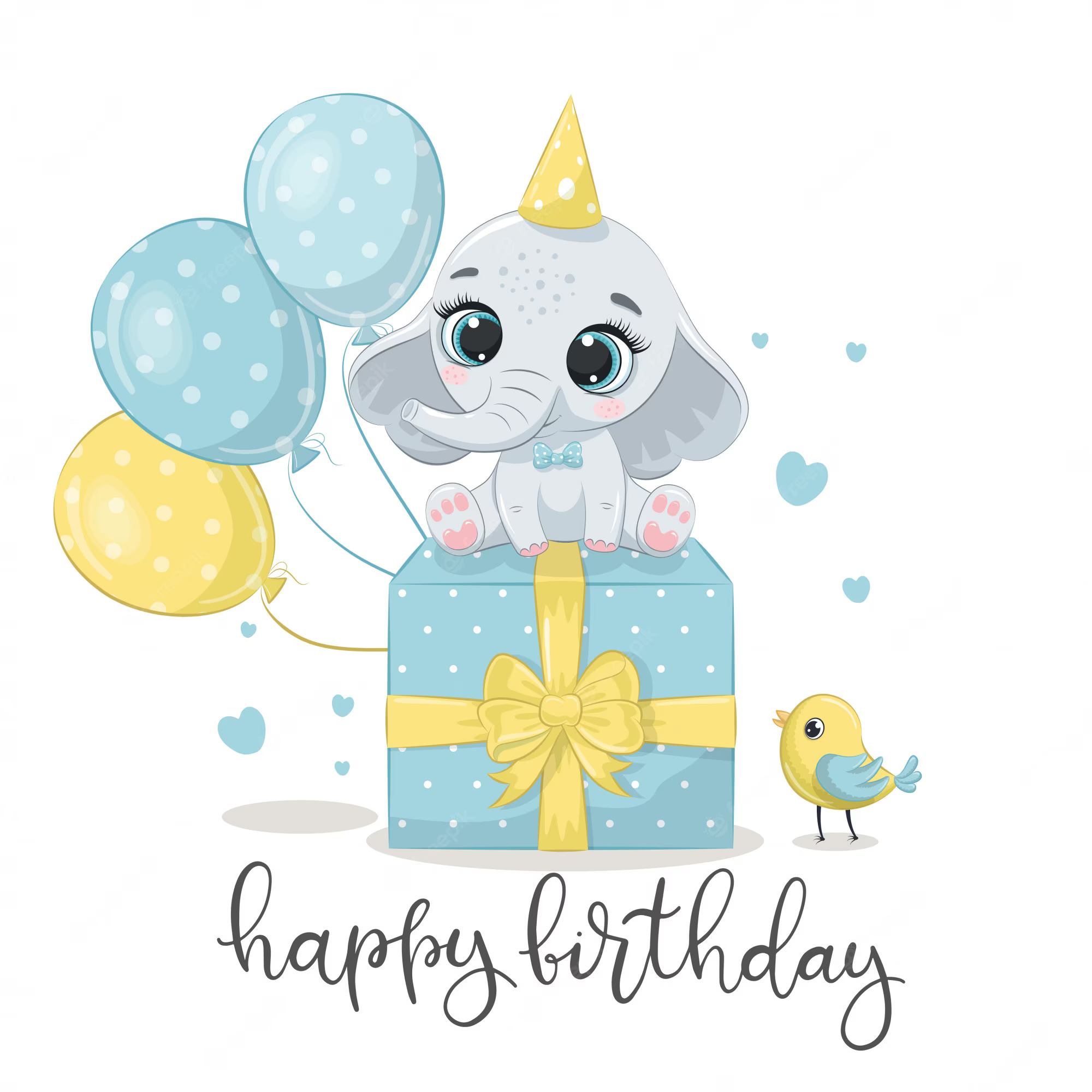 Happy Birthday Greeting Card With Elephant