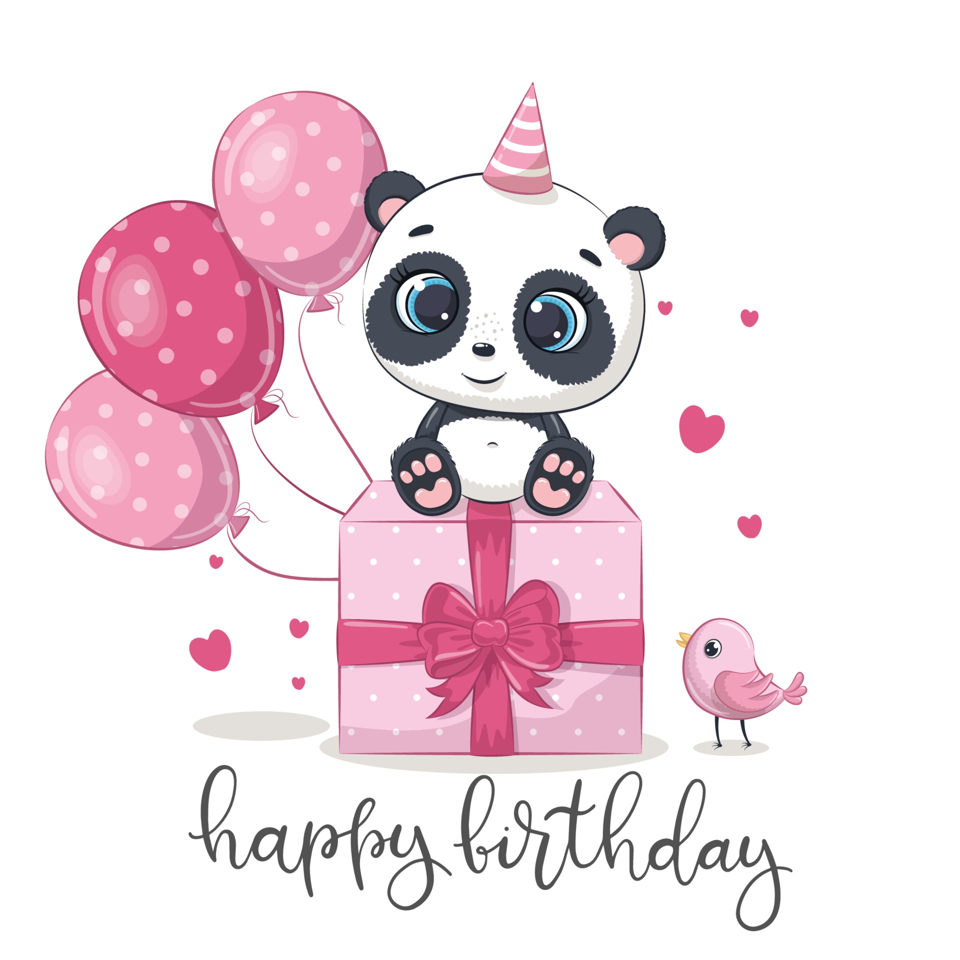 Happy Birthday Greeting Card With Panda