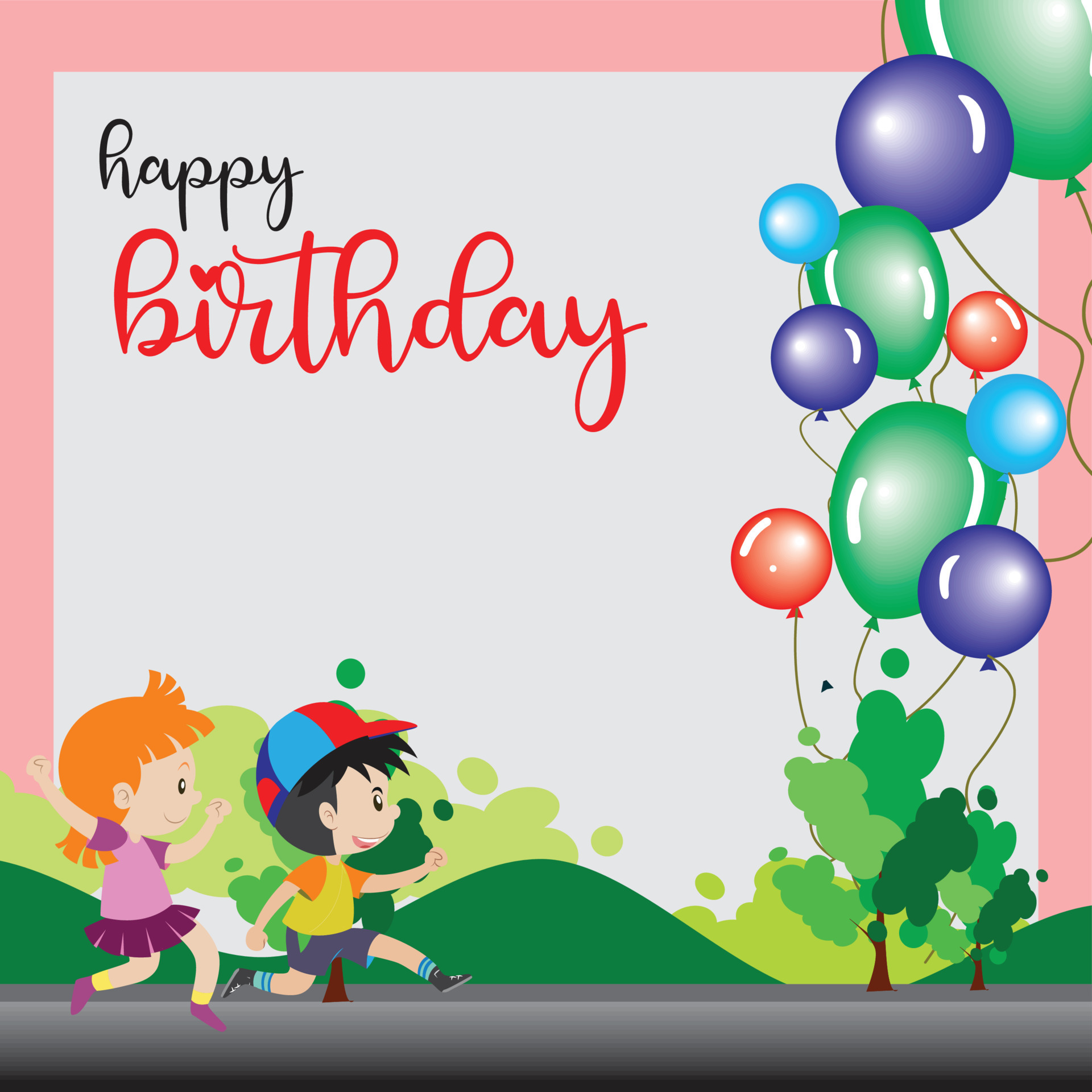 Happy Birthday Greeting Cards Invitations With Free Vector