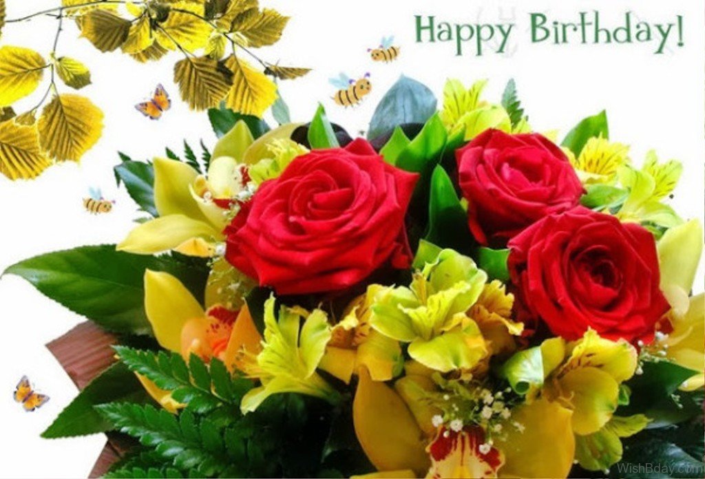 Happy Birthday With Beautiful Flowers Picture