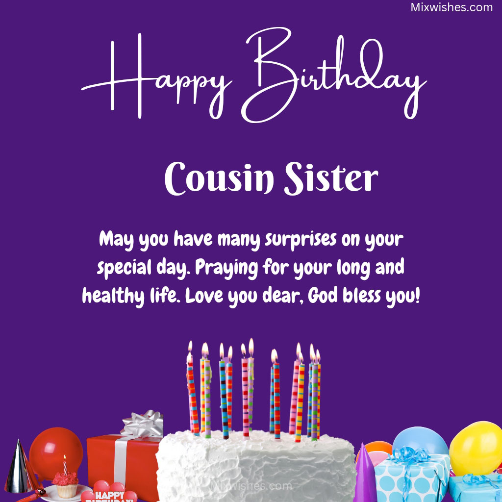 Happy Birthday Dear Cousin Sister May God Bless You Photo